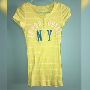 Aeropostale yellow button up shirt